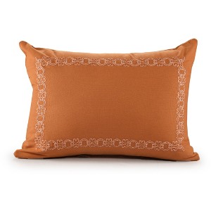 HomeRoots 14" X 20" Orange Geometric Cotton Lumbar Throw Pillow - 1 of 4