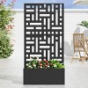 Wooakway Black Metal Planter Box with Trellis Raised Garden Bed with Arbor Privacy Screen with Wheels24 - 3 of 4