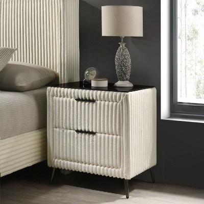 NicBex Upholstery Nightstand with 2 Drawers Wide Wale Corduroy Bedside Table Solid End Table for Living Room, Bedroom
