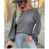 Coolmee Womens Waffle Knit Tops Oversized Long Sleeve Crewneck Shirts Business Casual Blouses Basic Shirts - 2 of 4