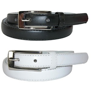 CTM Women's Skinny Leather Dress Belt (Pack of 2 Colors) - 1 of 4