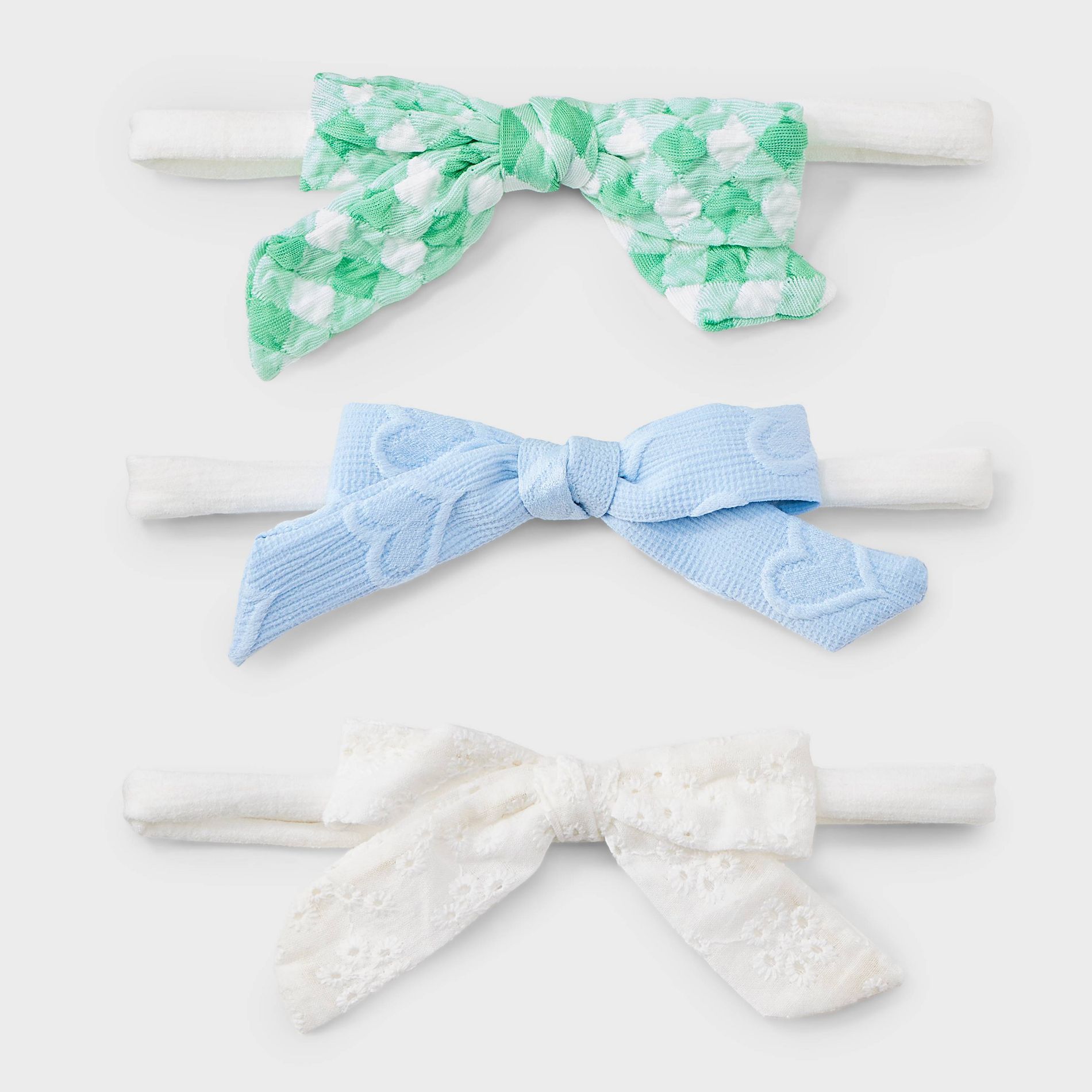 Girls' 'Hearts/Eyelet/Gingham' Bows Headwrap - Cat & Jack™: Fashion Hair Styling, Recycled Polyester, All Ages