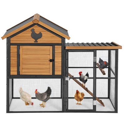 Gsluuk Durable Wood and Iron Chicken Coop with Runway and Waterproof Roof, Suitable for 5-7 Chickens, Built-in Nesting Box
