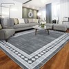 Washable Area Rugs Modern Geometric Floor Cover, Non-Slip Contemporary Bordered Accent Carpet, Stain-Resistant Low Pile Indoor Carpet - 4 of 4
