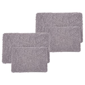 Lavish Home 4PC Memory Foam Bathroom Rugs Set with Chenille Shag Top and Non-Slip Base - 1 of 4
