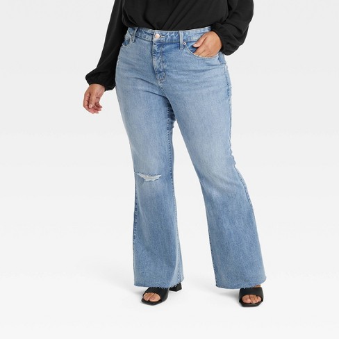 Women's High-rise Relaxed Flare Jeans - Ava & Viv™ Dark Blue Denim 16 :  Target