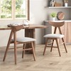 SKRAN Set of 2 Dining Chairs , Upholstered Mid-Century Modern Design with Rubberwood Legs for Dining Room, Light Beige - 2 of 4