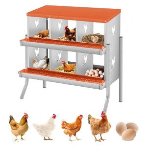 Chicken Nesting Boxes, Two-Tier Metal Chicken Egg Laying Box,Large Vented Holes for Egg Collection - 1 of 4
