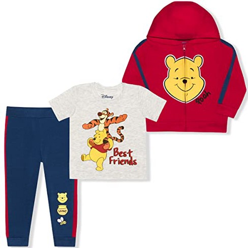 Disney Boy's 3-pack Winnie The Pooh Short Graphic Hoodie Jacket And Jogger Pants For Toddler : Target