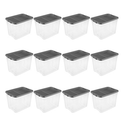 Sterilite 60 Qt. HingeLID Storage Box Plastic, Flat Gray, Set of 6