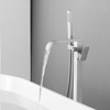 Cobbe Freestanding Floor Standing Tub Faucet Single Handle Tub Filler with Tub Spout and Hand Shower Brushed Nickel - 3 of 4