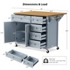 Embossed Texture Kitchen Storage Cart on Wheels, with Drop Leaf, Spice Rack, Towel Rack, Adjustable Shelf, 2 Doors & 5 Drawers, for Kitchen - 2 of 4