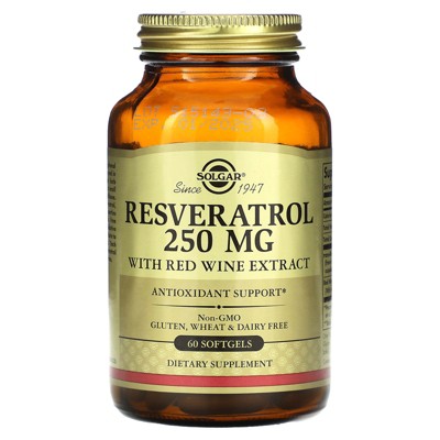 Solgar Resveratrol, 250 mg, 60 Softgels