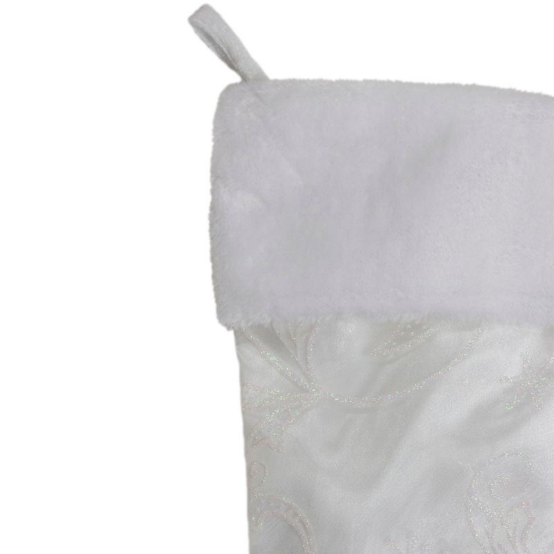 Northlight 20.5-Inch White Glitter Sheer Organza With a Faux Fur Cuff Christmas Stocking, 2 of 4