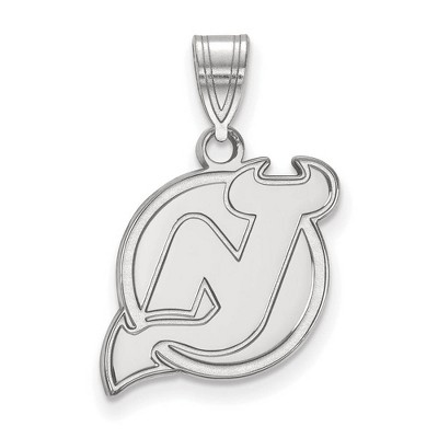 Black Bow Jewelry 14k White Gold New Jersey Devils NHL Medium Pendant