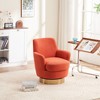 Sapphtopaz 360° Swivel Accent Chair with Gold Stainless Steel Base Round Barrel Chair with Thick Cushion Swivel Chair for Living Room, Bedroom - 3 of 4