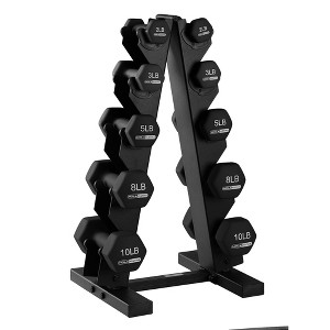 HolaHatha Hex Dumbbell Set with Hand Weights and Storage Rack - 1 of 4