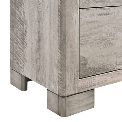 Adam Rustic Gray 2-Drawer Rubberwood Nightstand