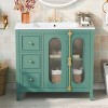 36-Inch Bathroom Storage Cabinets With Sink,Wood Bathroom Vanity With 2 Soft Close Doors,Bathroom Floor Cabinets With 3 Drawers-Cuddlewood - 2 of 4