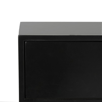 Transitional Black Wood & Metal End Table with Storage