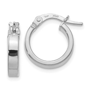 Black Bow Jewelry 3mm x 13.5mm (1/2 Inch) Polished 14k White Gold Huggie Style Hoops - 1 of 4