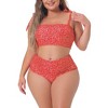 Agnes Orinda Women's Plus Size Two-Piece Tie High Waisted Adjustable Straps Bikini Set - 2 of 4