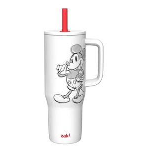 Zak Designs 30oz Stainless Steel Vacuum Sutton Slim Straw Tumbler with Handle - 1 of 4