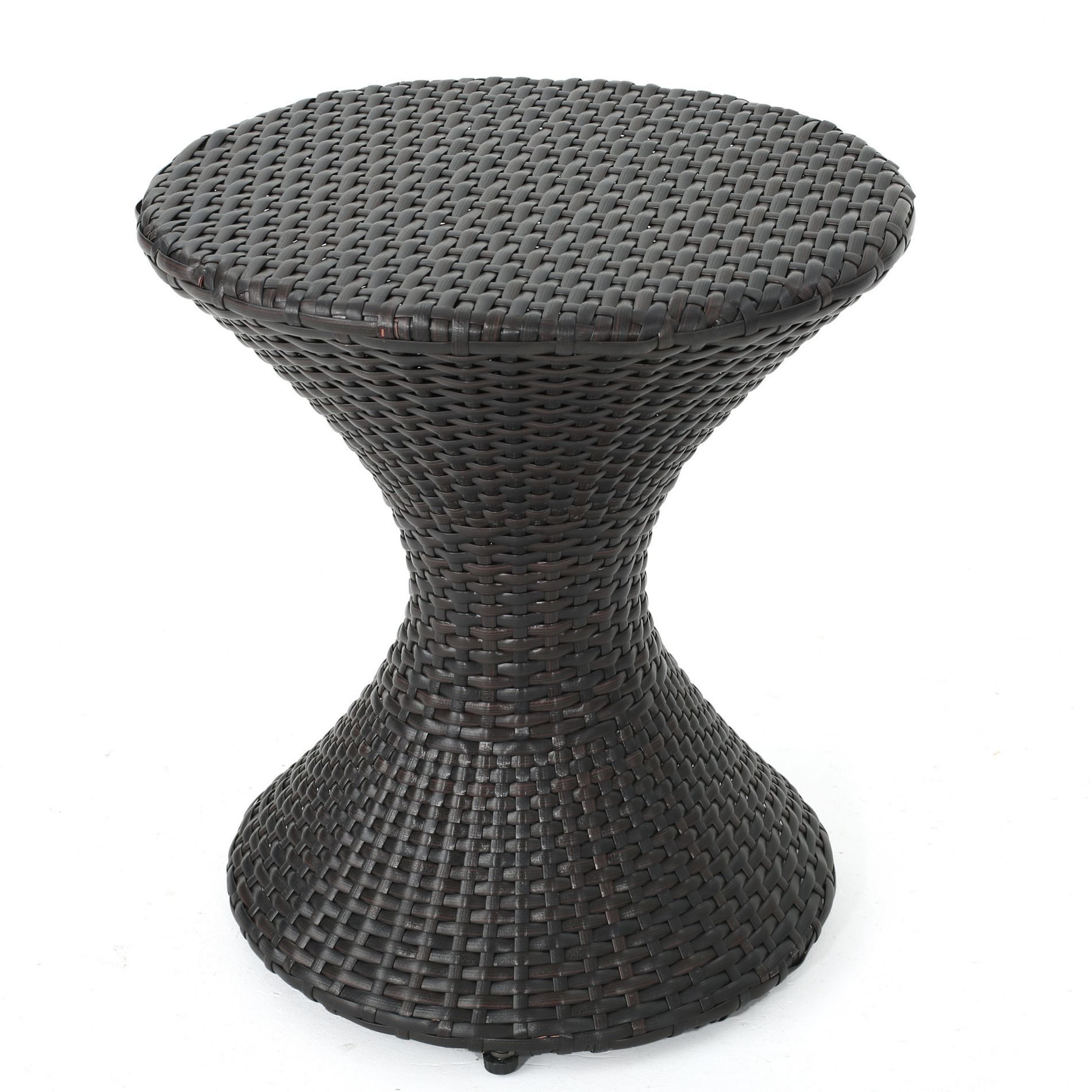 GDFStudio Derby Outdoor Wicker Hourglass Side Table, Multibrown