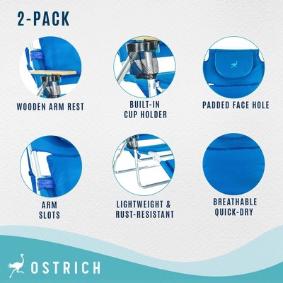Blue Aluminum Adjustable Chaise Lounge Beach Chair Set