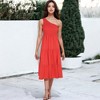 Anna-Kaci Women's Boho Summer One Shoulder Sleeveless Smocked Flowy Tiered Beach Party Maxi Dress- Medium ,Red - 2 of 4