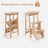 Costway 3 Tier Folding Step Stool 3-in-1 Rubber Wood Ladder Storage Shelf Coffee/Brown/Natural/White - 3 of 4