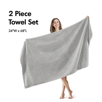 100% Cotton Solid Color Heavyweight Bath Towel Set, Anti-Microbial Certified Highly Absorbent Plushy Bath Towel
