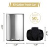 Garbage Can 13 Gallon Tall Kitchen, Hands-Free Stainless Steel Trash Can - 4 of 4