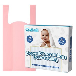 Covfresh Odor Sealing  Diaper Disposal Bags - Easy Tie Handles Bags Diaper Waste Bags - 1 of 4