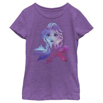 Girl's Frozen 2 Elsa Two Tone Gradient Portrait T-Shirt