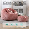 Lyngins Pumpkin-Shaped Chenille Bean Bag Chair Set, Ergonomic Round Lazy Chair with Ottoman & Pillow, Leisure Accent Chair, Single Sofa Chair - 4 of 4
