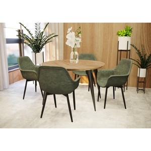 LeisureMod Ravenna Modern Round Wood 47" Dining Table with Metal Legs - Sleek Design, Perfect for Dining Rooms - 1 of 4