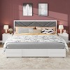 Upholstered Bed Frame with Headboard,Padded Fabric Headboard,Wood Slat Platform Bed Frame - 2 of 4