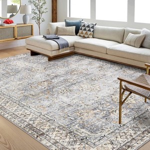 Area Rugs, Vintage Rug, Machine Washable, Floor Carpet Indoor, Low Pile Non Slip Floor Mat, for Bedroom Dining Room Farmhouse - 1 of 4
