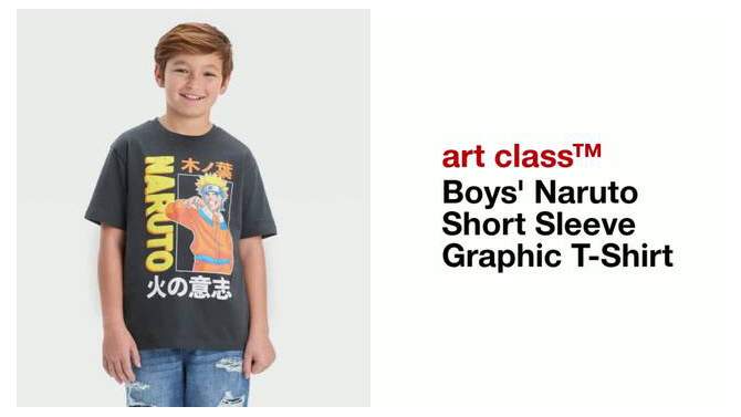 Boys' Naruto Short Sleeve Graphic T-Shirt - art class™ Charcoal Gray, 2 of 5, play video