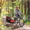 Aosom Elite 360 Swivel Bike Trailer for Kids Double Child Two-Wheel Bicycle Cargo Trailer With 2 Security Harnesses, Red - 3 of 4