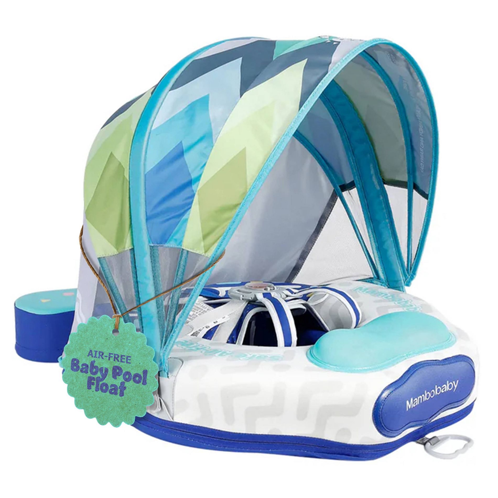 Mambobaby Innovative Explorer Baby Pool Float with Canopy-Assorted Blues