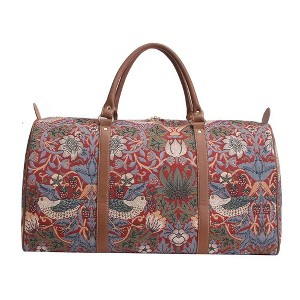 Signare USA William Morris Strawberry Thief Red Big Holdall/Duffel Bag - 1 of 4