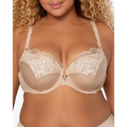 Curvy Couture Full Figure Tulip Lace Push Up Bra Bombshell Nude 36g : Target