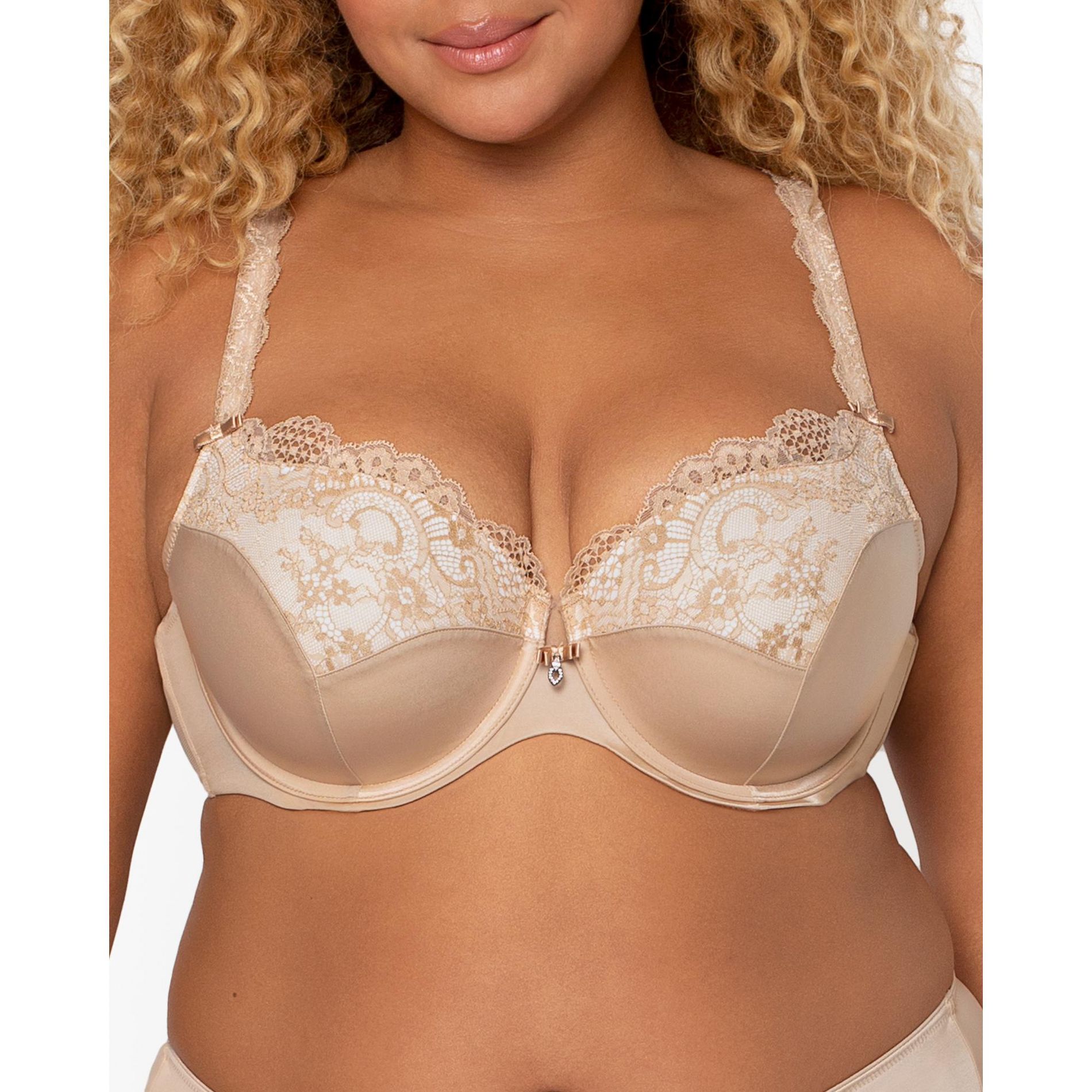 Curvy Couture full figure Tulip Lace Push Up Bra Bombshell Nude 36DD