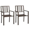 Resenkos Patio Dining Chairs, Outdoor Dining Set, Galvanized Steel, Brown - 2 of 4