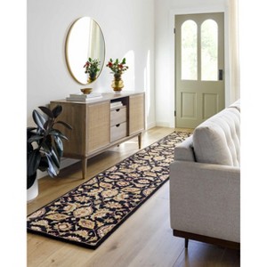 Hauteloom Blomkest Black&Yellow Traditional Wool Carpet - 1 of 4