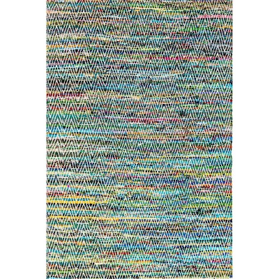 Hand Woven Chevron Eli Green Rug - nuLOOM