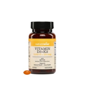 NatureWise Vegan Vitamin D3 + K2 in Organic Coconut MCT Oil - Organic D3 + Natural K2 - High Absorption Bone Support - Non-GMO - 1 of 4