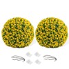 Artificial Flower Topiary Ball Set of 2, UV Resistant Faux Hanging Rose Ball, Fake Boxwood Decorative Balls with Hanging Chains and Zip Tiles - 2 of 4